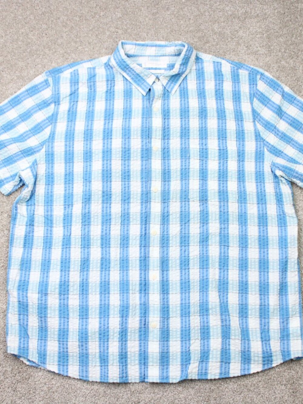 Lucky Brand Shirt NWT Mens XL Blue Untucked Fit Seersucker Cotton Short Sleeve